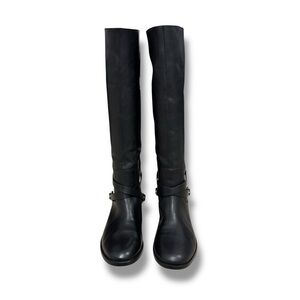 Lauren Ralph Lauren Jenny Black Leather Riding Boots Gold Hardware Women’s 8
